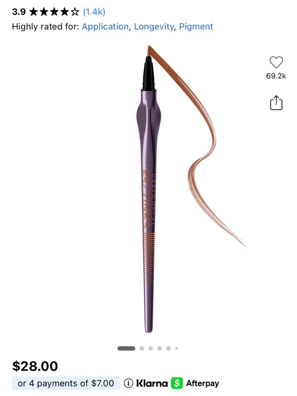 Urban Decay 24/7 Inks Easy Ergonomic Eyeliner Pen Color Whiskey (matte dark)
